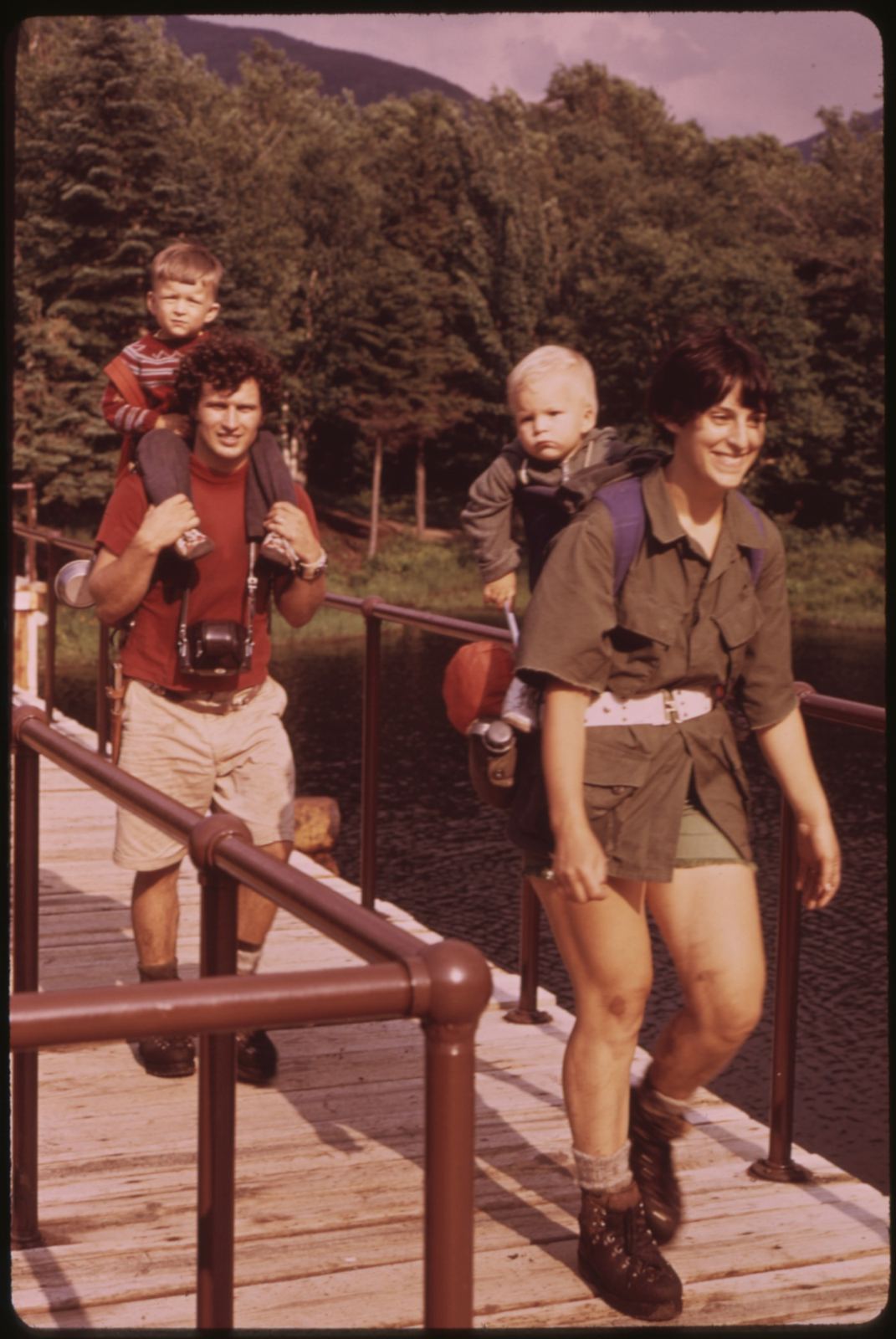 Family hiking with children